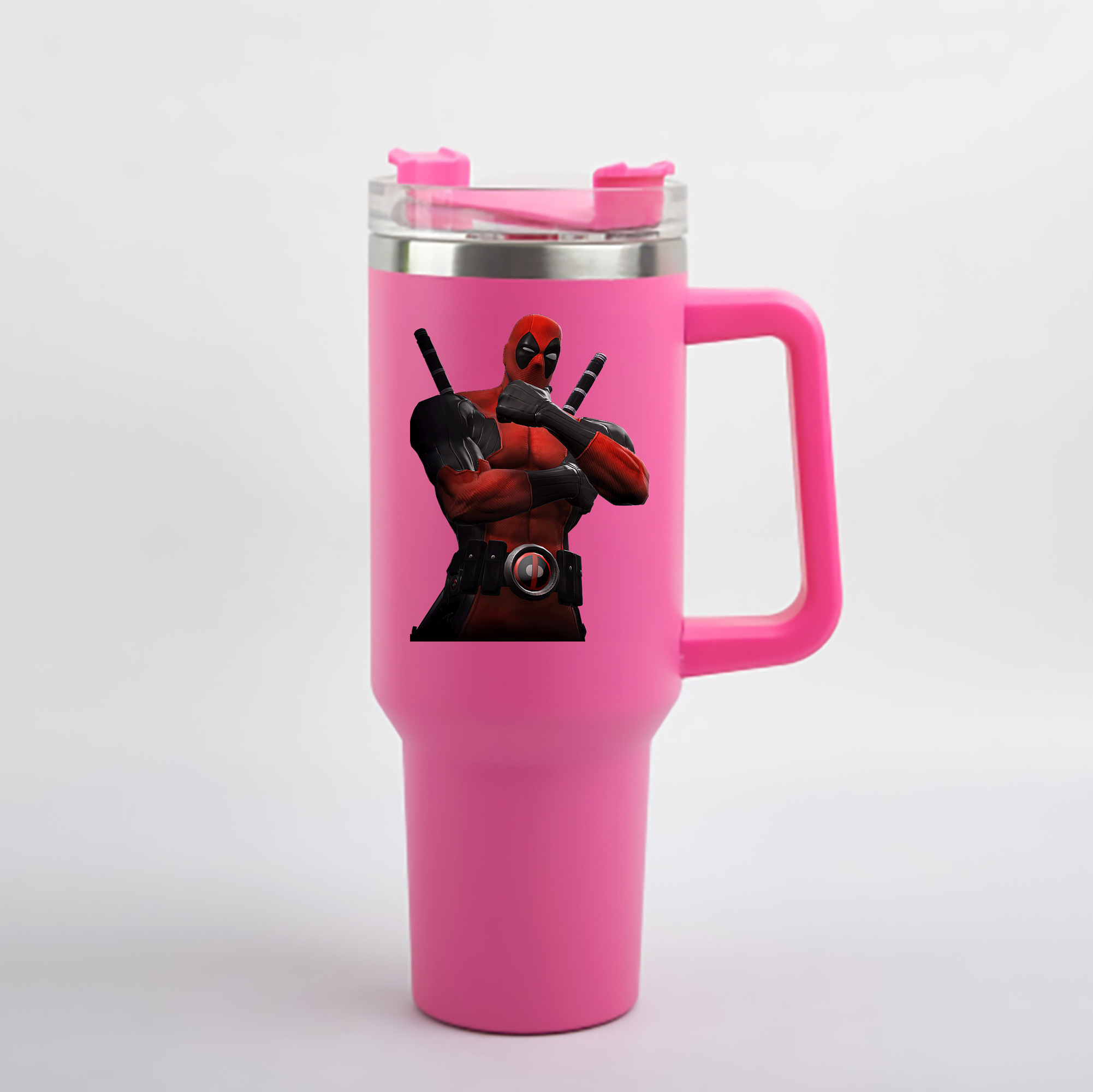 （画像用） Deadpool デッドプール 1200mL車用タンブラー - クリスタルステッカー（プラスチックストロー付き）